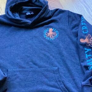 Salty Crew Dark Blue Hoodie with Orange Octopus